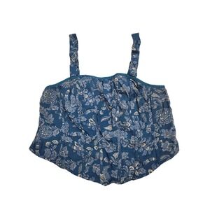 Torrid Blue Floral Print Smocked Corset Top Women's Size 00